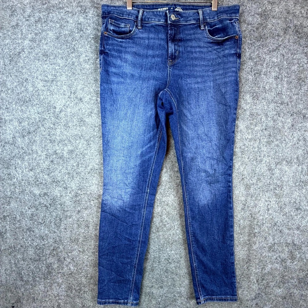 Old Navy Rockstar Super Skinny Jeans Womens 14 Blue Denim Cotton Mid Rise Casual